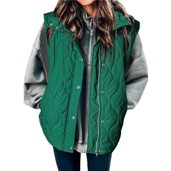 Women's Cropped Puffer Vest Lightweight Quilted Stand Collar Sleeveless Jacket - Picture 1 of 8